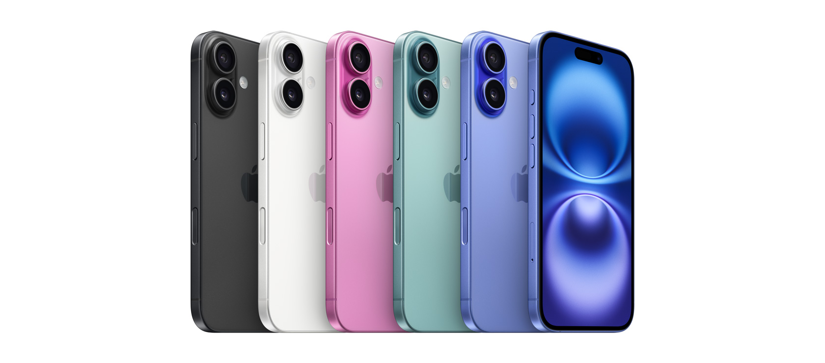 An image showing the latest iPhone 16 in multiple colours