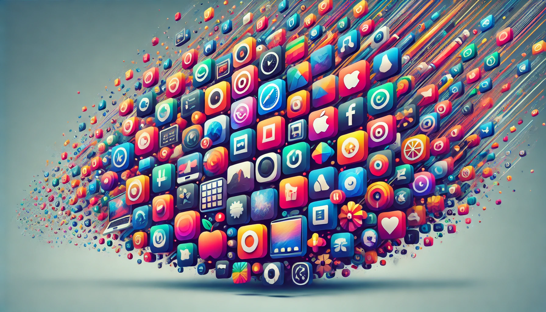 A generated image of many app icons in a colourful display